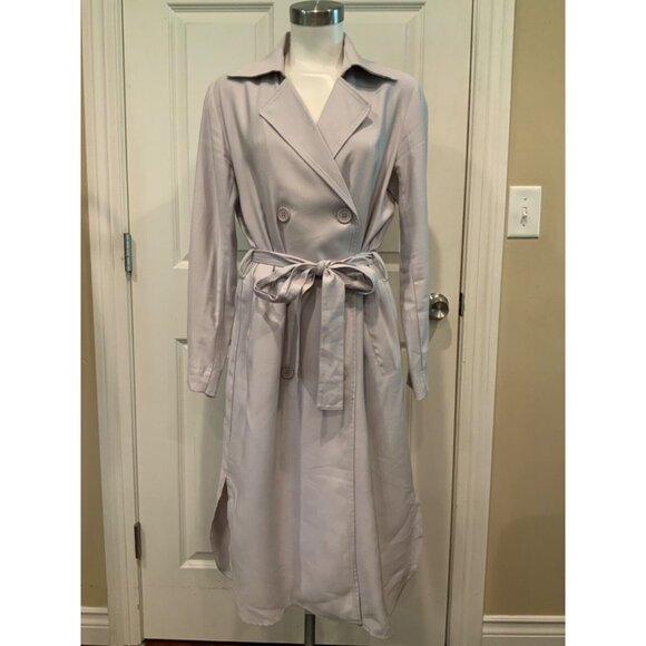 Gentle Fawn Jackets & Blazers - Gentle Fawn Gray Double Breasted Belted Long Trench Coat, Size S